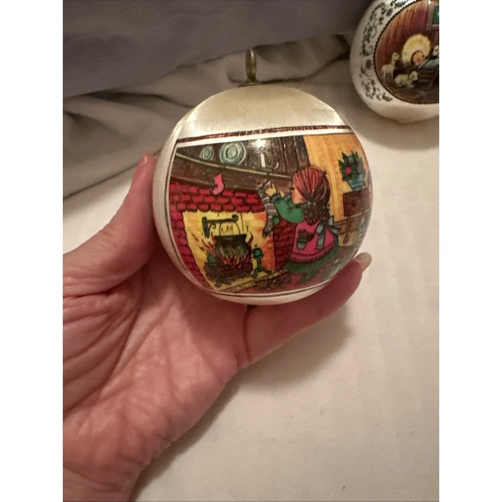 VTG Satin Silk Wrapped Decorated Christmas Unbreakable Ornaments 1980's